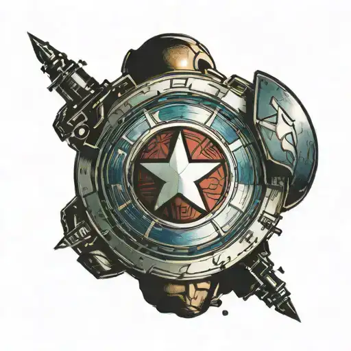Captain America Shield With The Avengers Symbol In The Middle Using An L Instead Of An A