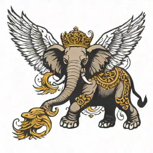 Dark Elephant And Eagle