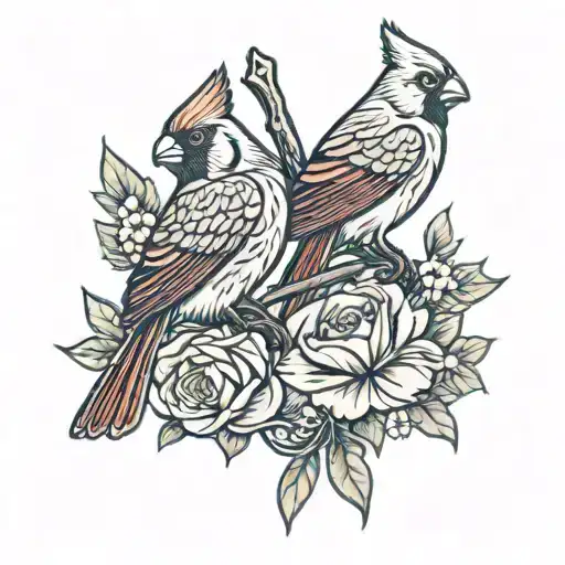 Fraternal Male Twin Sign With Cardinals Perched Atop