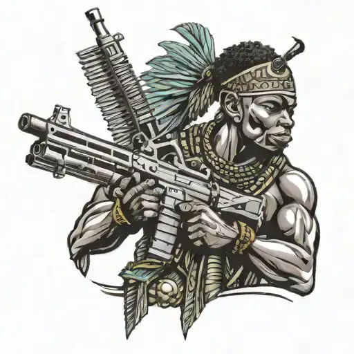 African Warrior Holding M4 Rifle