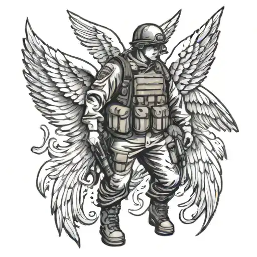 American Soldier With Angel Wings