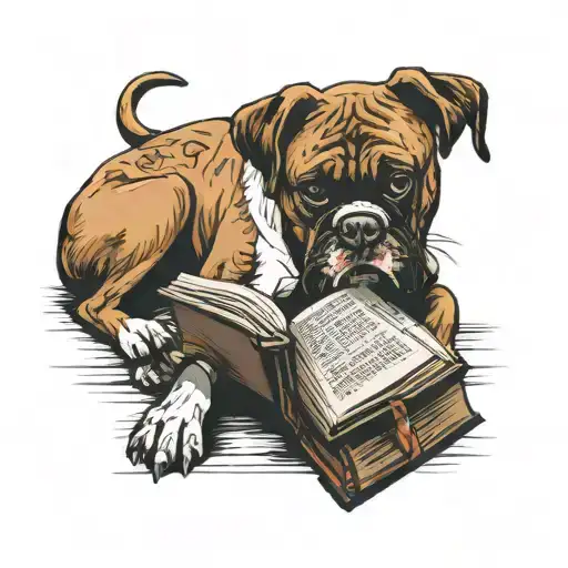 Boxer Dog Reading A Book