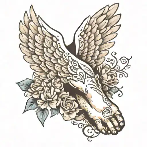 Baby Foot Print Angel Wing Aiden