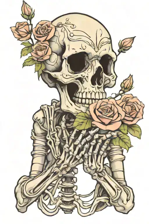 Skeleton Hands Holding Flowers Wrapped