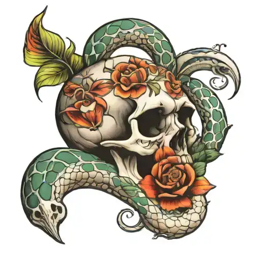 Skull Flowers Snake Heart Shape