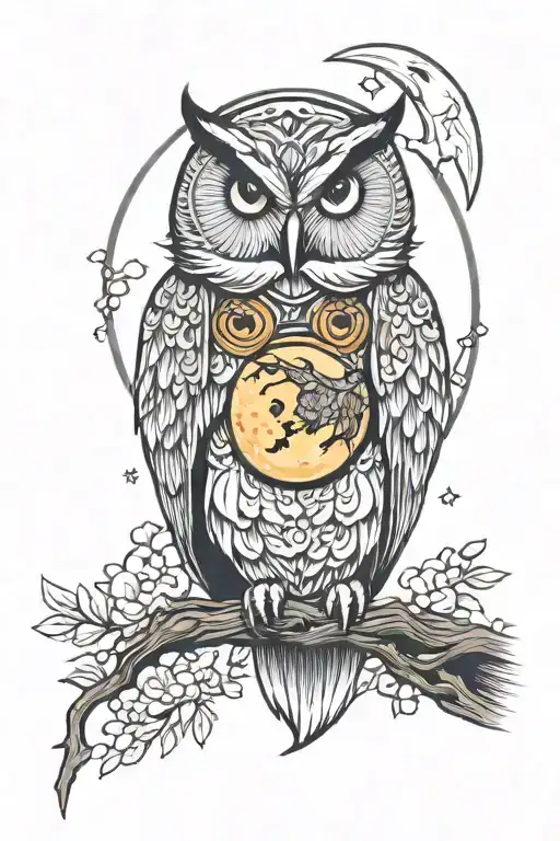 Owl Holding A Moon In Its Claws