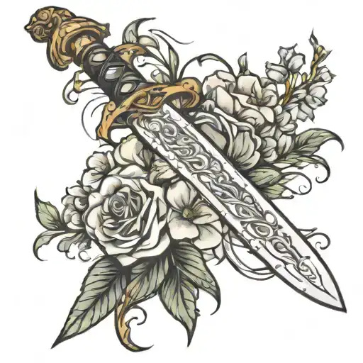 Sword Of The Spirit With Flowers Wrapped Around It