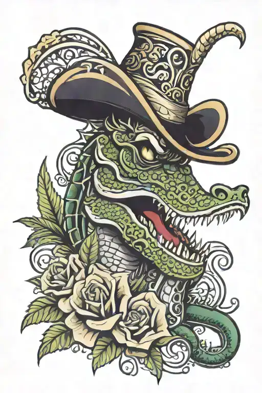 New Orleans Themed Shoulder Sleeve With Alligator