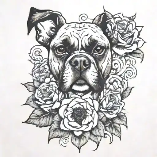 Sunflower Roses Boxer Dog 67 Nova