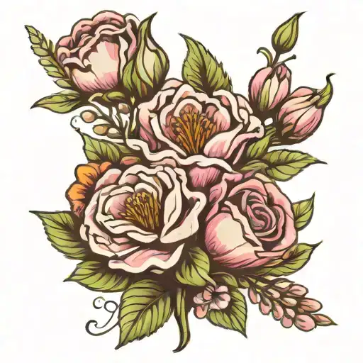 June And Febuary Birth Flower Bouquet Tied