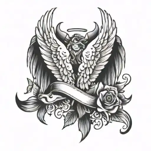 Twin Tattoo With Angel Wings