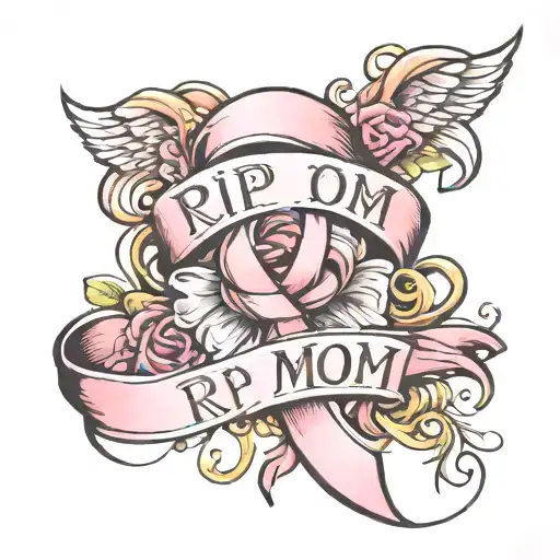 Rip Mom Cancer Ribbon