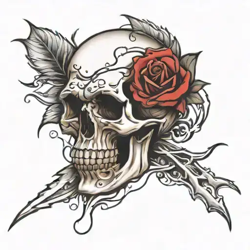 Create A Tattoo Of A Rose And A Skull With Blood