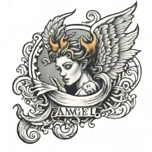 Angel Written With Horns And Tail