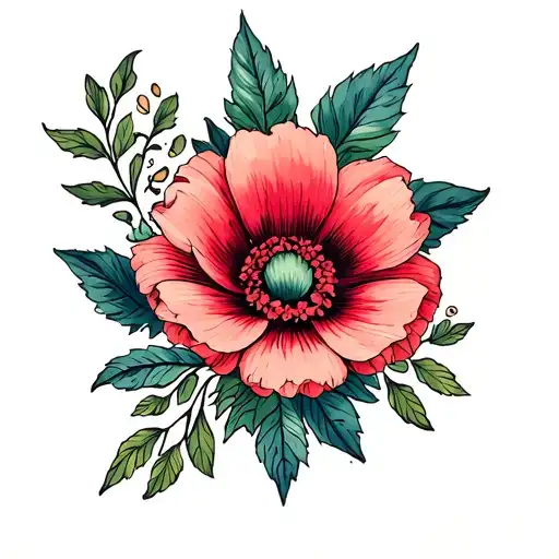 Design 1 Tattoo With Birth Flower For June February And August For The Back Of The Neck