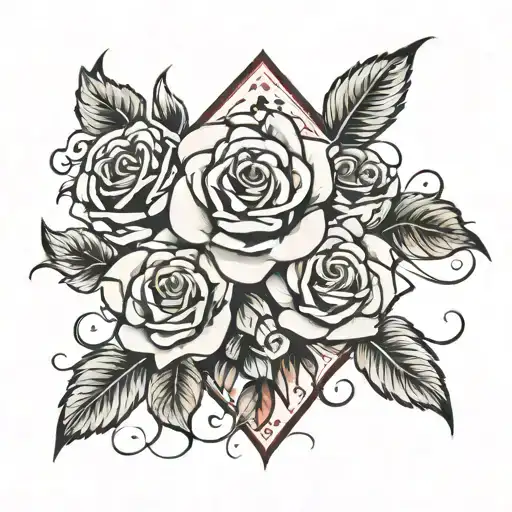 Cards And Rose Surrounded