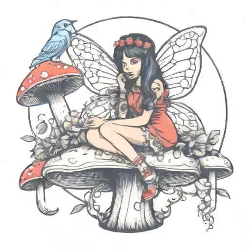 The Name Isabel With Fairy Sitting On A Mushroom Growing