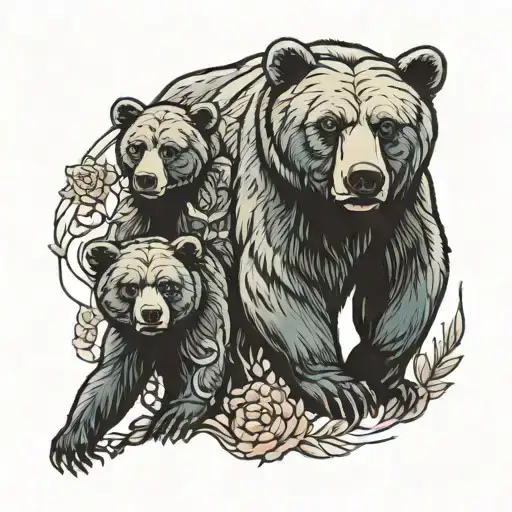 A Bear And Two Cubs