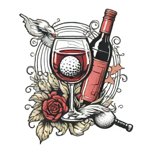Wine And Golf Ball