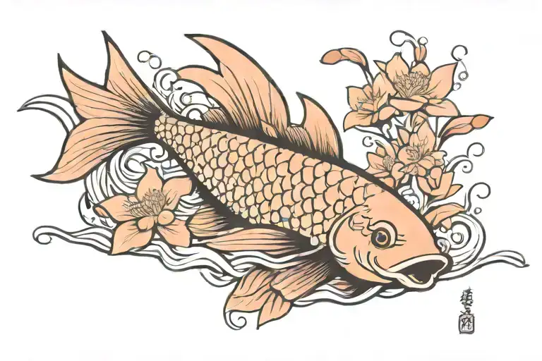 Fish Lotus Sakura Wave