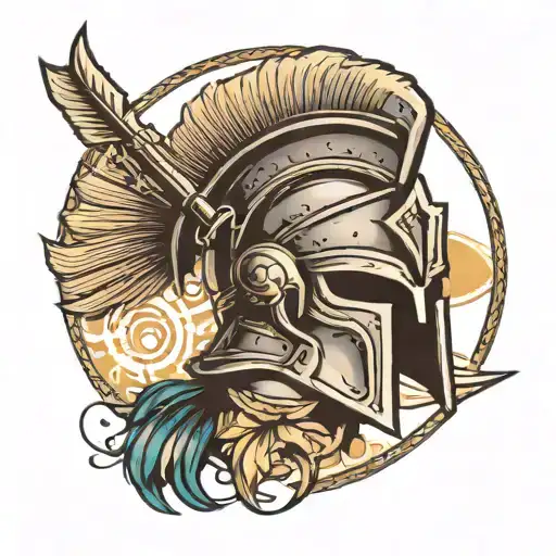 Spartan Helmet With Spear