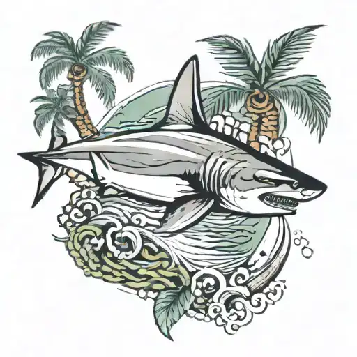 Shark With Palm Trees