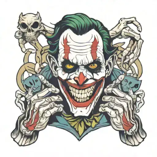 Bones On Hands With Joker Smile