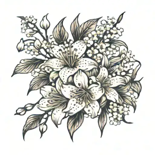 Cherry Blossom Flowers And Lily Of The Valley Flower