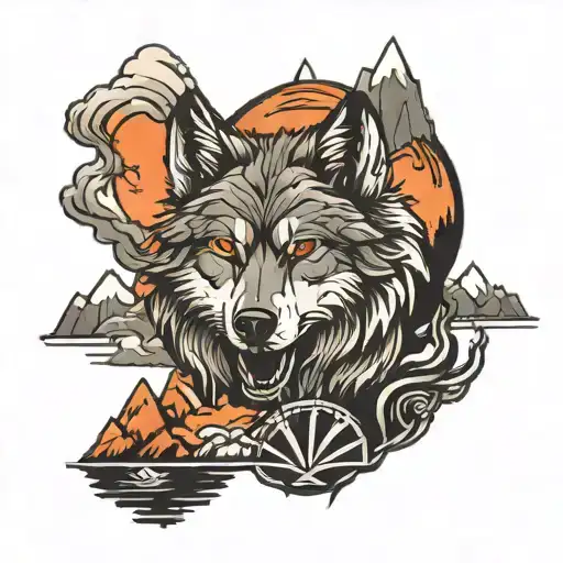 Wolf And Mountains Inside
