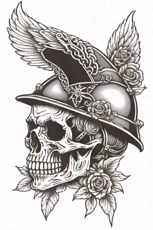 Epaulette W Skull Wearing A Helmet Adorned