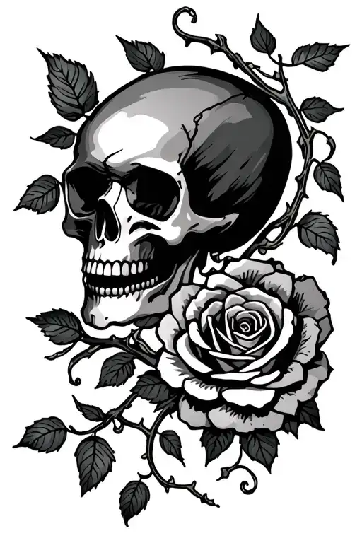 Skull And Vine Roses Growing