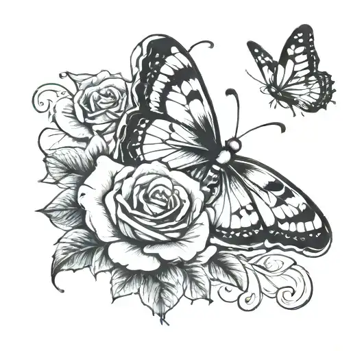 Rose With Butterfly