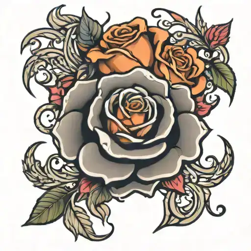 999 Tattoo With A Rose Intertwined