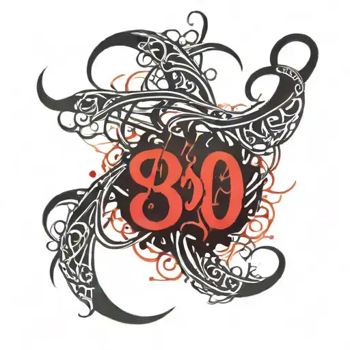 I Want A Design Of Tattoo Of 3000 Text With Infinity Symbols In Red And Black Shade