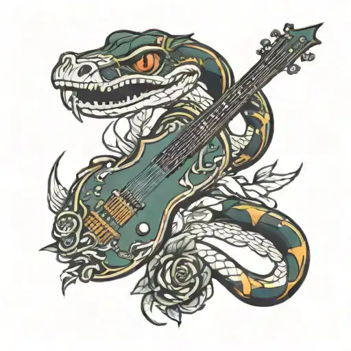 Snake Wrapped Around Bass Guitar