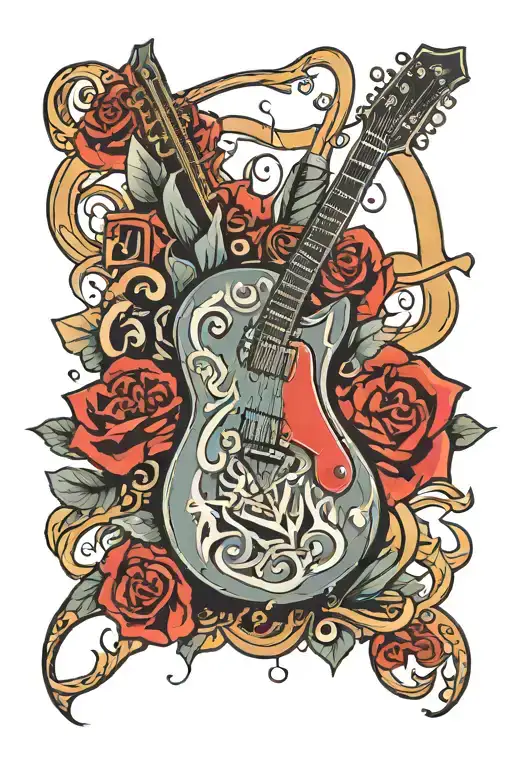 Tattoo Signifying Hard Rock Music And Relying On It For Emotional Support