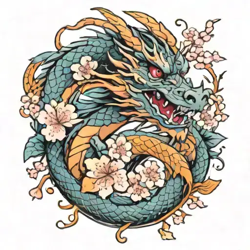 Dragon With Cherry Blossoms