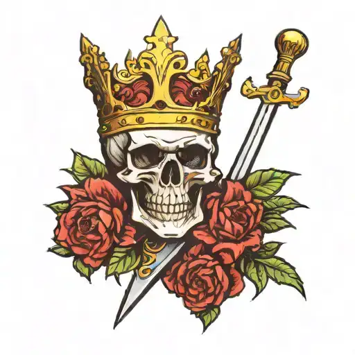Skull Wearing The Golden Crown Of King Arthur