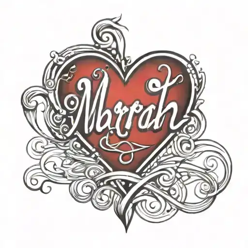 Marah Name With Heart Beat Line
