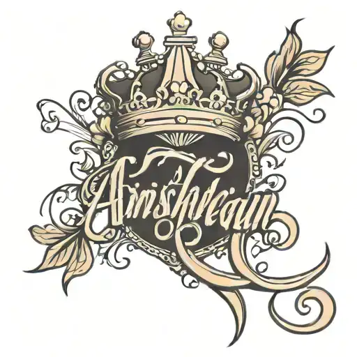 The Name Of Anishelian In Cursive With A Crown In The Letter A