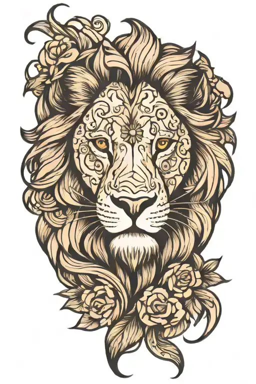 Lion Sleeve Tattoo Featuring