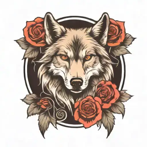 Wolf With Rose Intertwined