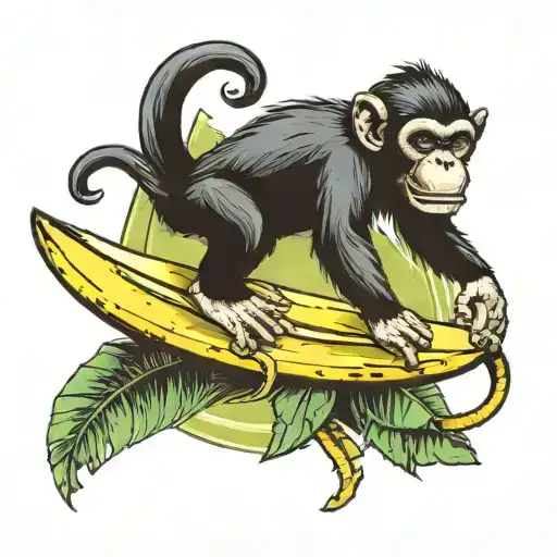 Monkey Surfing On A Banana