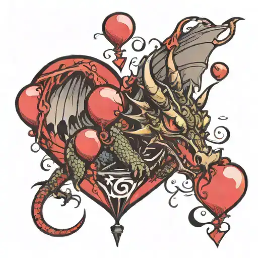 A Dragon Blow Heart Balloons Floating