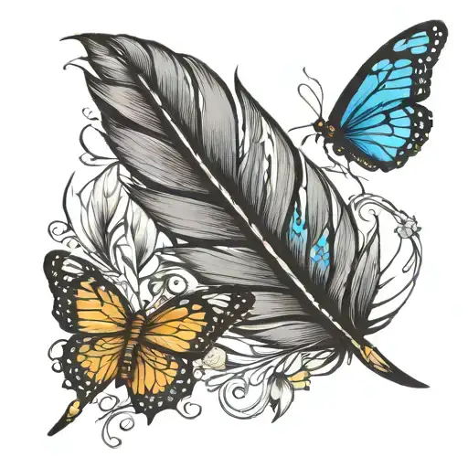 Feather With Butterfly