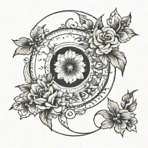 Linear Moon Phases And Flowers Coming