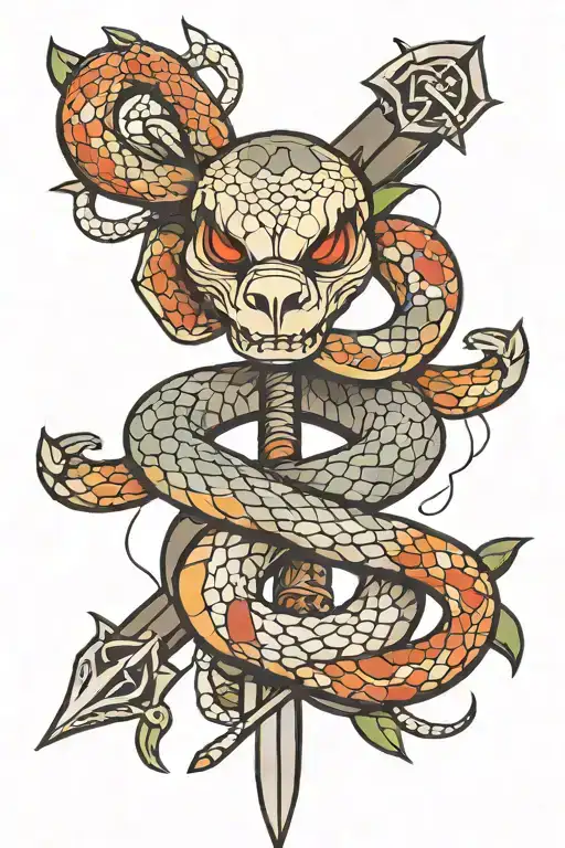 Snake And A Sword Piercing