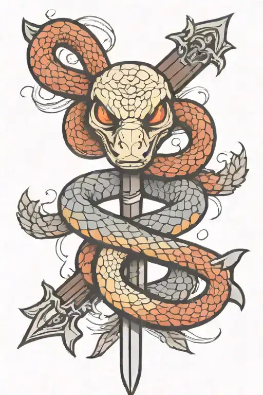 Snake And A Sword Piercing