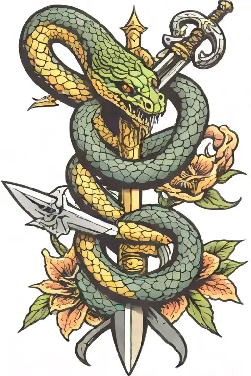 Snake And A Sword Piercing
