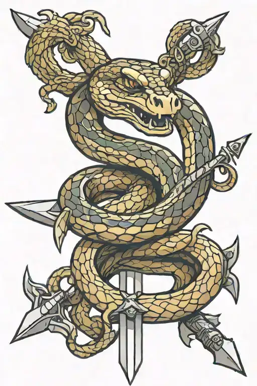 Snake And A Sword Piercing